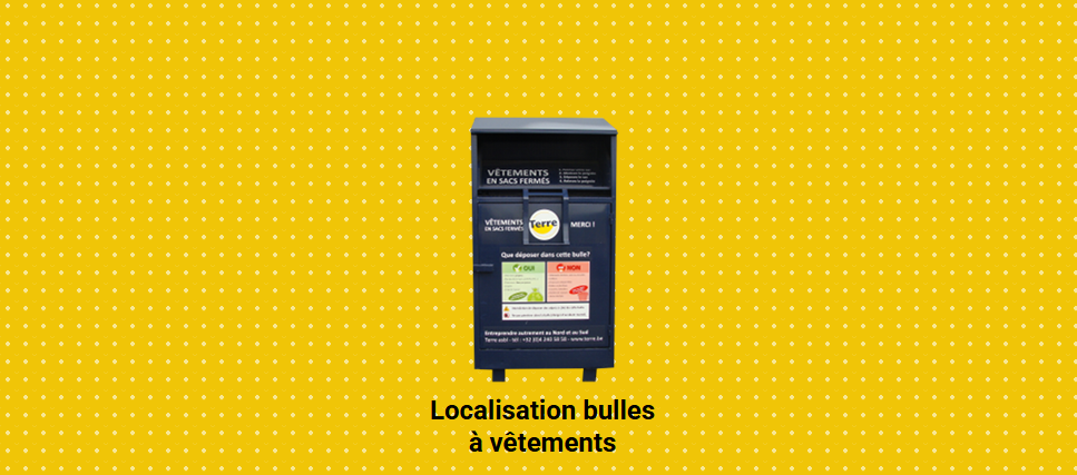 Conteneur à vêtement bleu sur un fond jaune