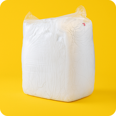 Chiffons blancs compressés en sac plastique transparent
